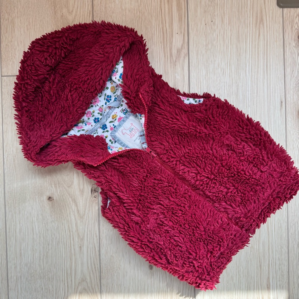 mini boden kids fuzzy vest with hood